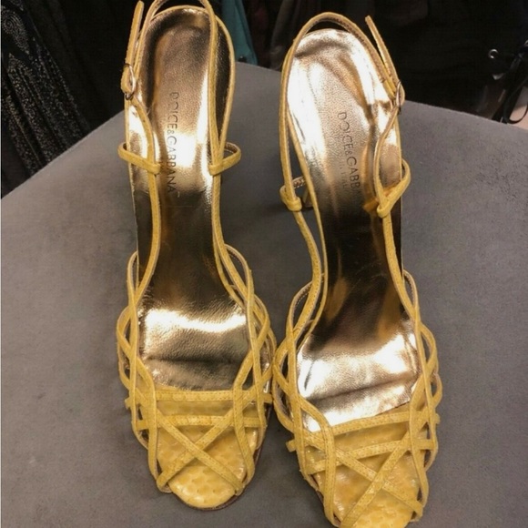 Dolce & Gabbana Yellow Strappy Women's Heels - Picture 4 of 6